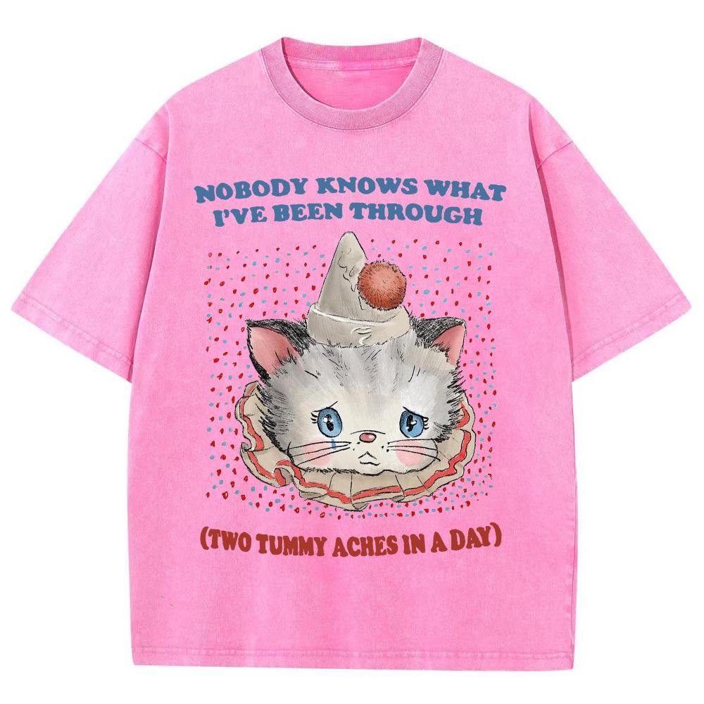 Sweetheart Cute Cat Print Women T-Shirt Oversized Wash Couple Short Sleeve Y2k Student Affordable Top High Quality