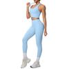 Solid Color Halter Sports Bra & Body Sculpting Yoga Pants Set