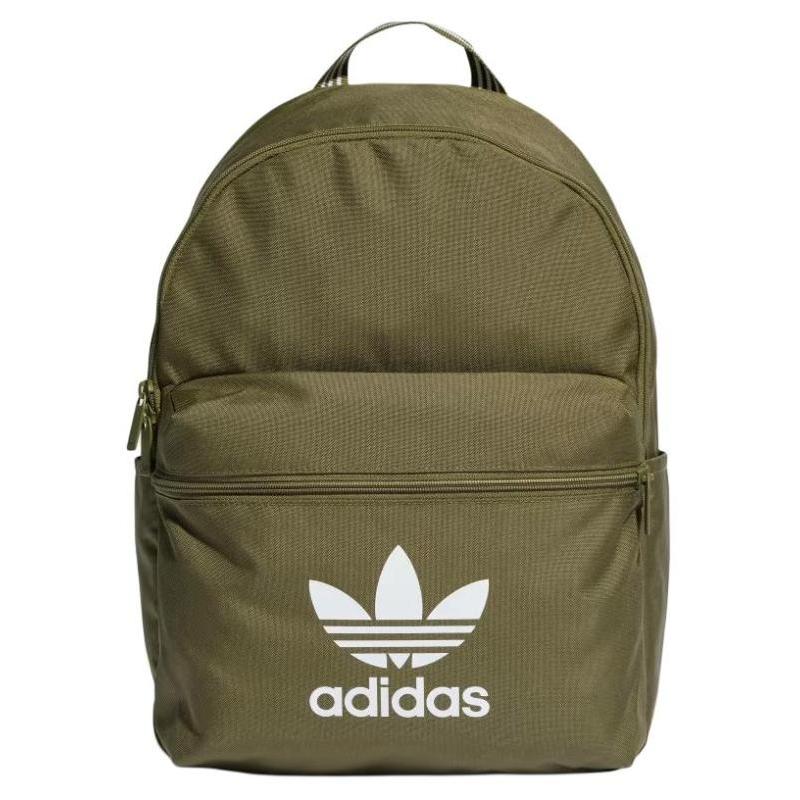 Adidas Recycled Polyester Plain Weave Fabric Backpack Unisex Focal Olive Casual IS4361