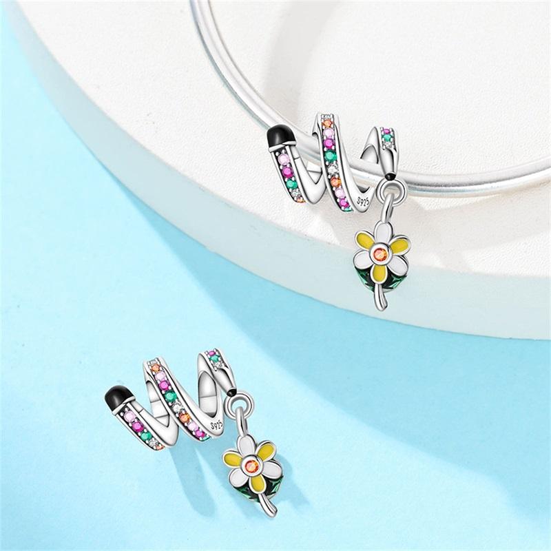 Original Charms Copper Poker Kitty Charms Bead Heart Marry Pave Zircon Fit 3Mm Bangle Bracelet Jewelry Gifts Making