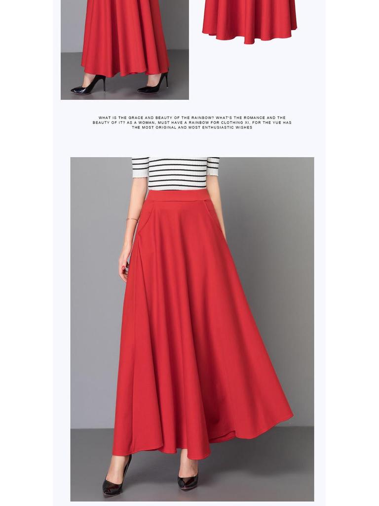 2024 Women's High Waist A-Line Maxi Skirt - Slimming, Versatile, Plus Size, Korean Style for All Seasons