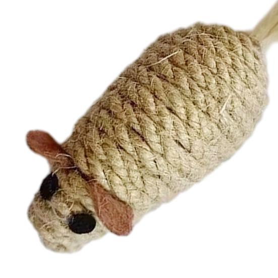 2Pcs Rope Mouse Cat Toys Rat Shape Cat Chew Toy with Feather Tail Interactive Kitten Kicker Toys Stimulate Hunting Instincts for Indoor Cats