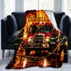 1PC Custom Name Firefighters Bravery Flames flannel blanket versatile,all-season throw suitable for the living room,bedroom,camping,travel,and gift