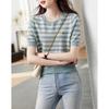 Demanar Women's Striped Short-Sleeve Knit Top
