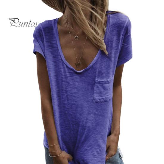 

Женская футболка с круглым вырезом, коротким рукавом, накладным карманом, однотонная свободная футболка, тонкий пуловер, топы на каждый день M синий
