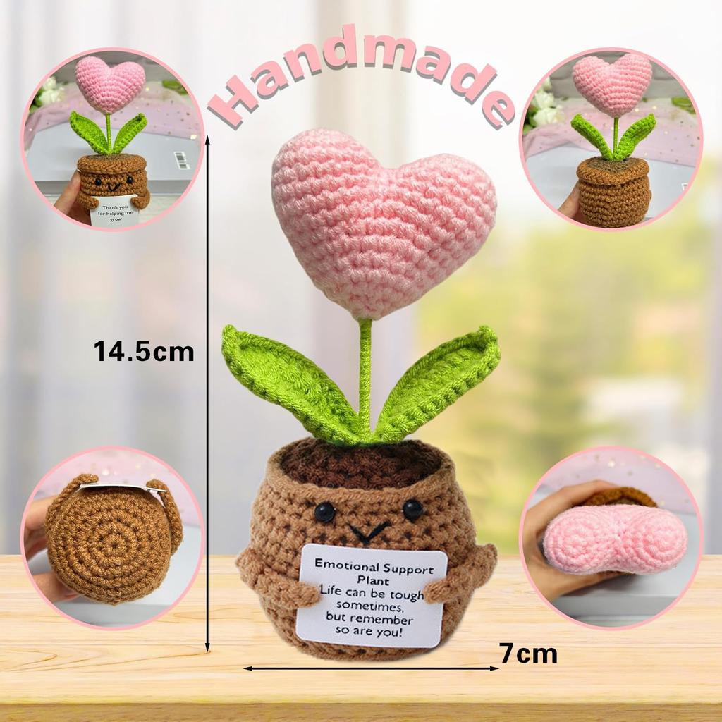 Positive Energy Potato Pocket Hug Handmade AnimalCrochet Mini Doll Funny Wool Gift for Friends or Lover Emotional Support Plant