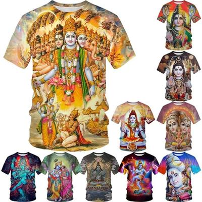 3D Printed T-shirts Designed by Indian Gods for Men and Women, Round Neck Short Sleeved T-shirts, Cool Summer Casual T-shirts, Latest Fashion
