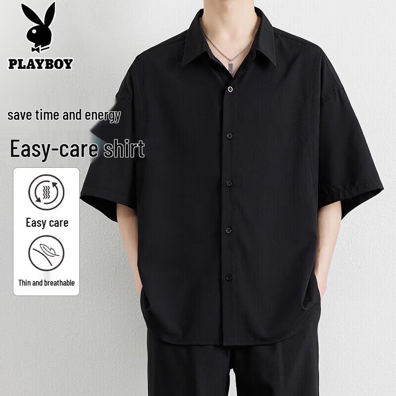 PLAYBOY Men s Short Sleeve Business Casual Shirt XL