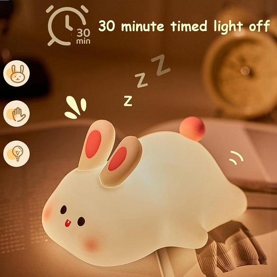 Kinder Niedliches Kleines Kaninchen Nachtlicht Touch Silikon Tier Nachtlampe Wiederaufladbare LED Nachttischlampe Für Kinderzimmer Ideales Geschenk