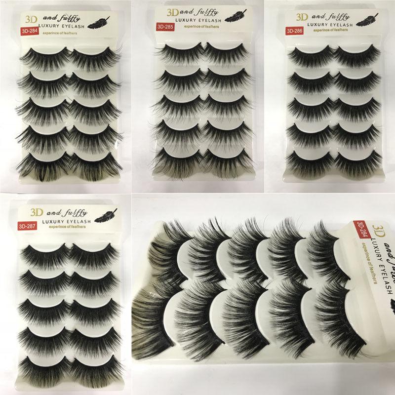 Buy 5 Pairs 3D Fulffy Mink False Eyelashes Cross Thick Long Luxury Eye ...