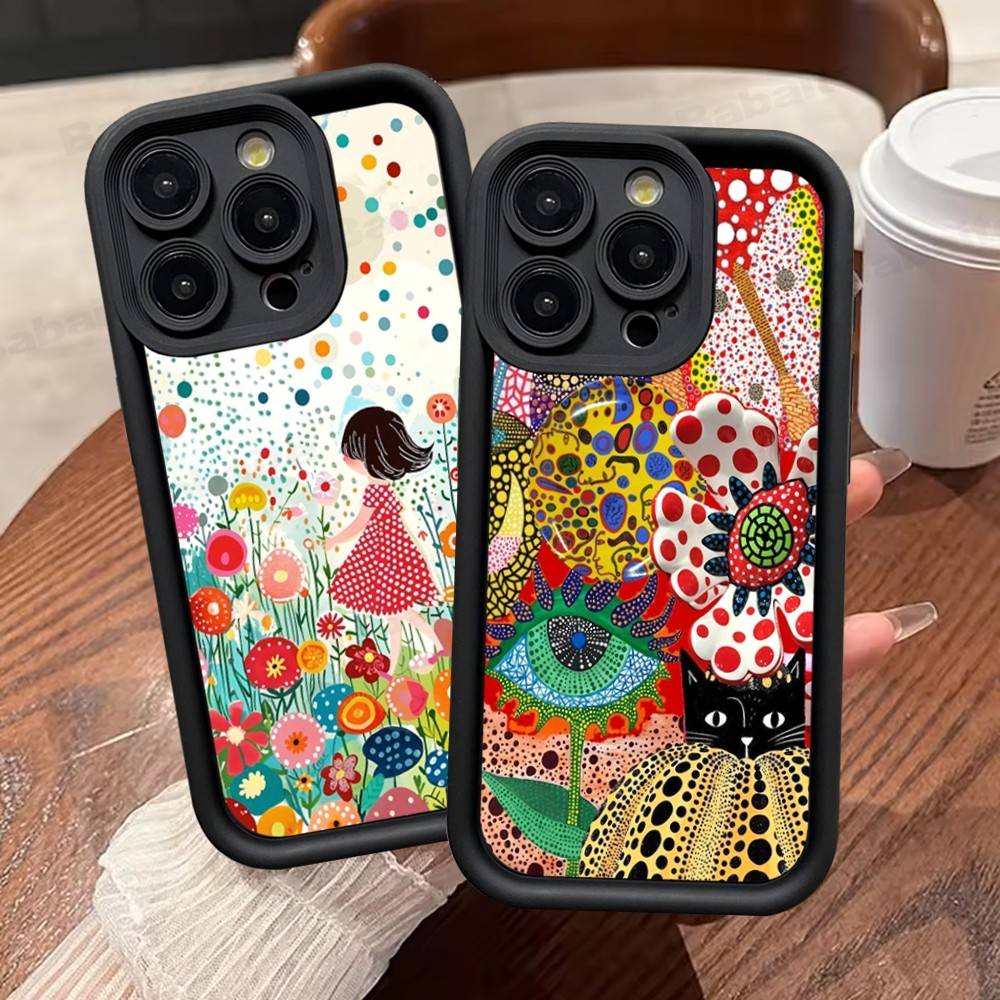 Popular Art Y-Yayoi KusamaS Phone Case For iPhone 17 16 15 13 11 12 14 Pro Max Plus Silicone Cover Shell