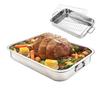 Plat à Rôtir 42cm Avec Grille Acier Inoxydable Rectangulaire Plat à Four Ustensiles de Cuisine Plat à Rôtir Poulet Plateau de Cuisson Four