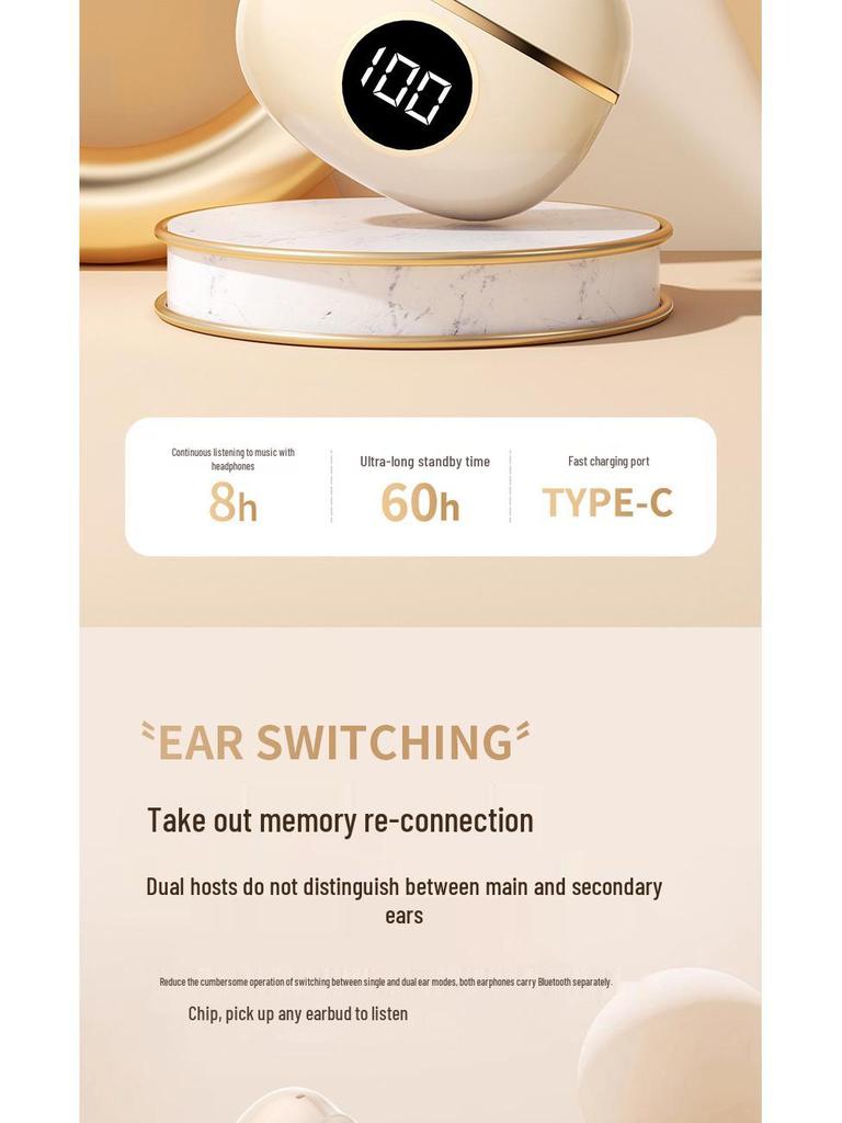 M21s Noise-Canceling Wireless Bluetooth In-Ear Headphones with Digital Display and Long Battery Life for Gaming.