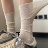 Summer Thin Solid-color Hollowed-out Pile Socks Lace Calf Socks To Slim Legs, Retro Style Sexy Socks