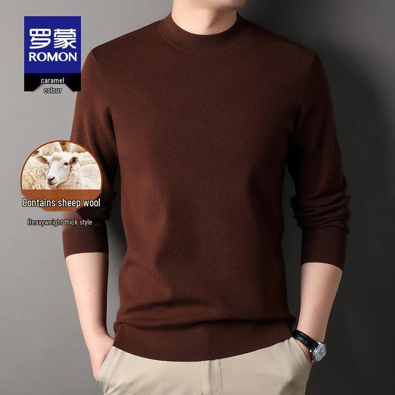 ROMON Men's Wool Blend Warm Crew Neck Sweater