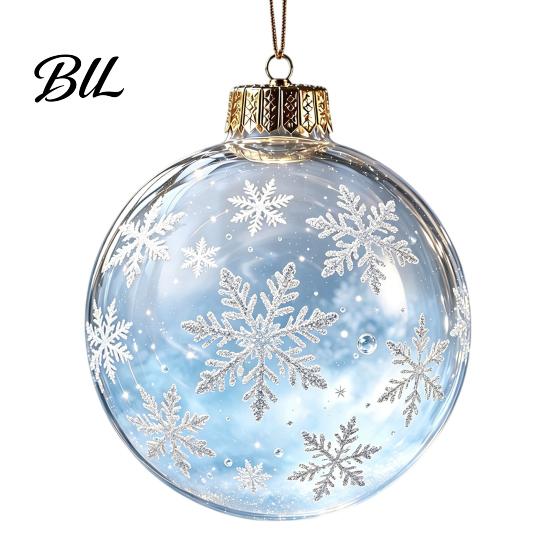 Decorative Hanging Balls Glowing Christmas Story Ornament, Light?Up Mini Holiday Scene Ball with Warm Garden Party Ornaments LED Light, Clear