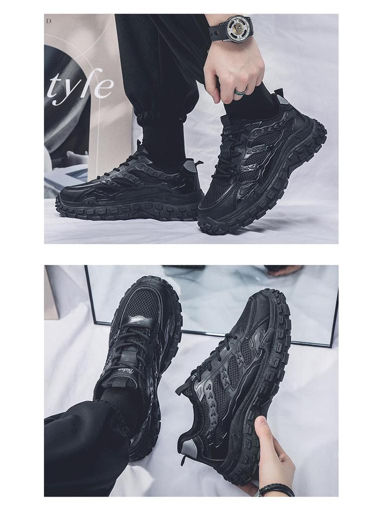 Men's Trendy Spring Mesh Sneakers - Breathable, Thick-Soled, Non-Slip Casual Dad Shoes