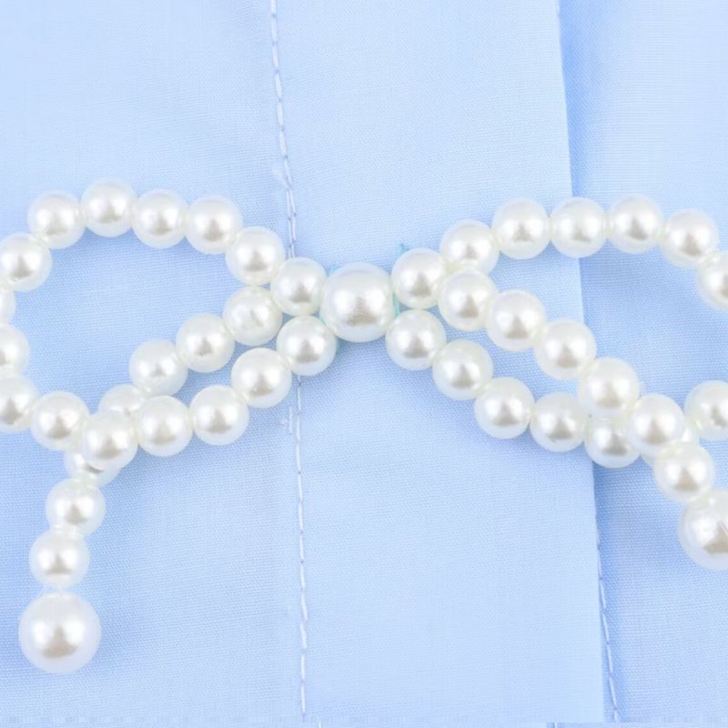 Kaslead New Women Clothes Western Style Decorated Pearls Poplin Long Sleeve Lapel Shirts 2136534 441