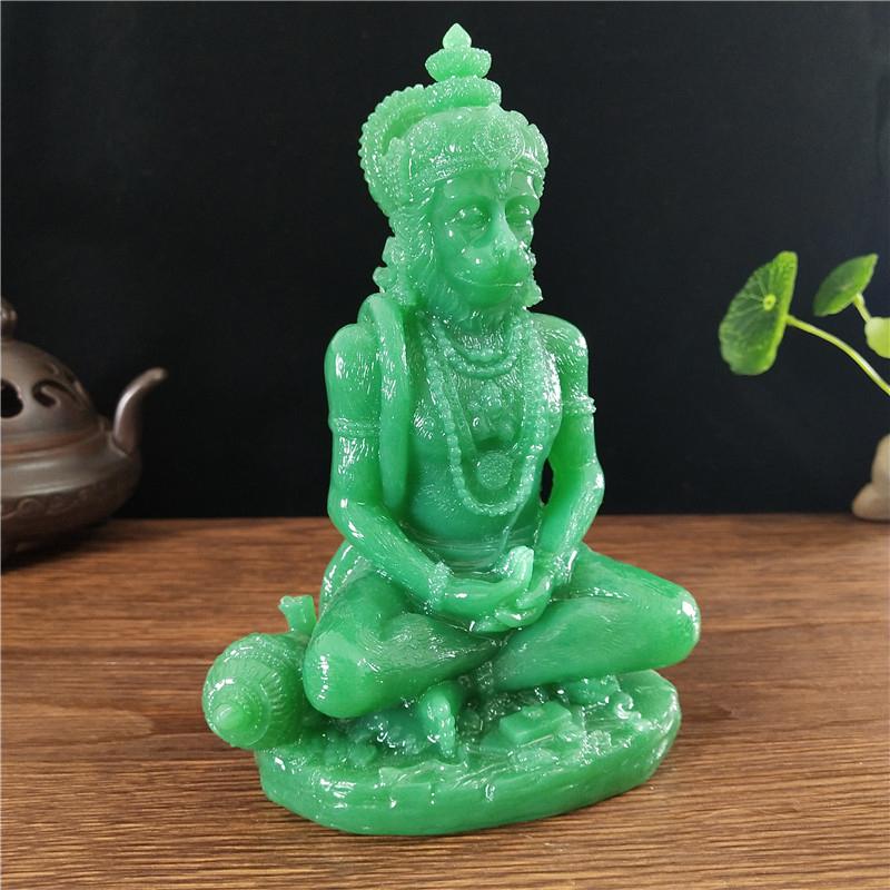 Jadefarbene Hanuman-Statue Hindu Ganesha Affengott Buddha Figur Skulptur Zimmer Büro Haus Dekoration Indien Feng Shui Handwerk