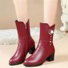 Damen Stiefeletten Winter Dick Plüsch Bequem Hohe Absätze Outdoor Anti-Rutsch Warm Mittelhohe Stiefel