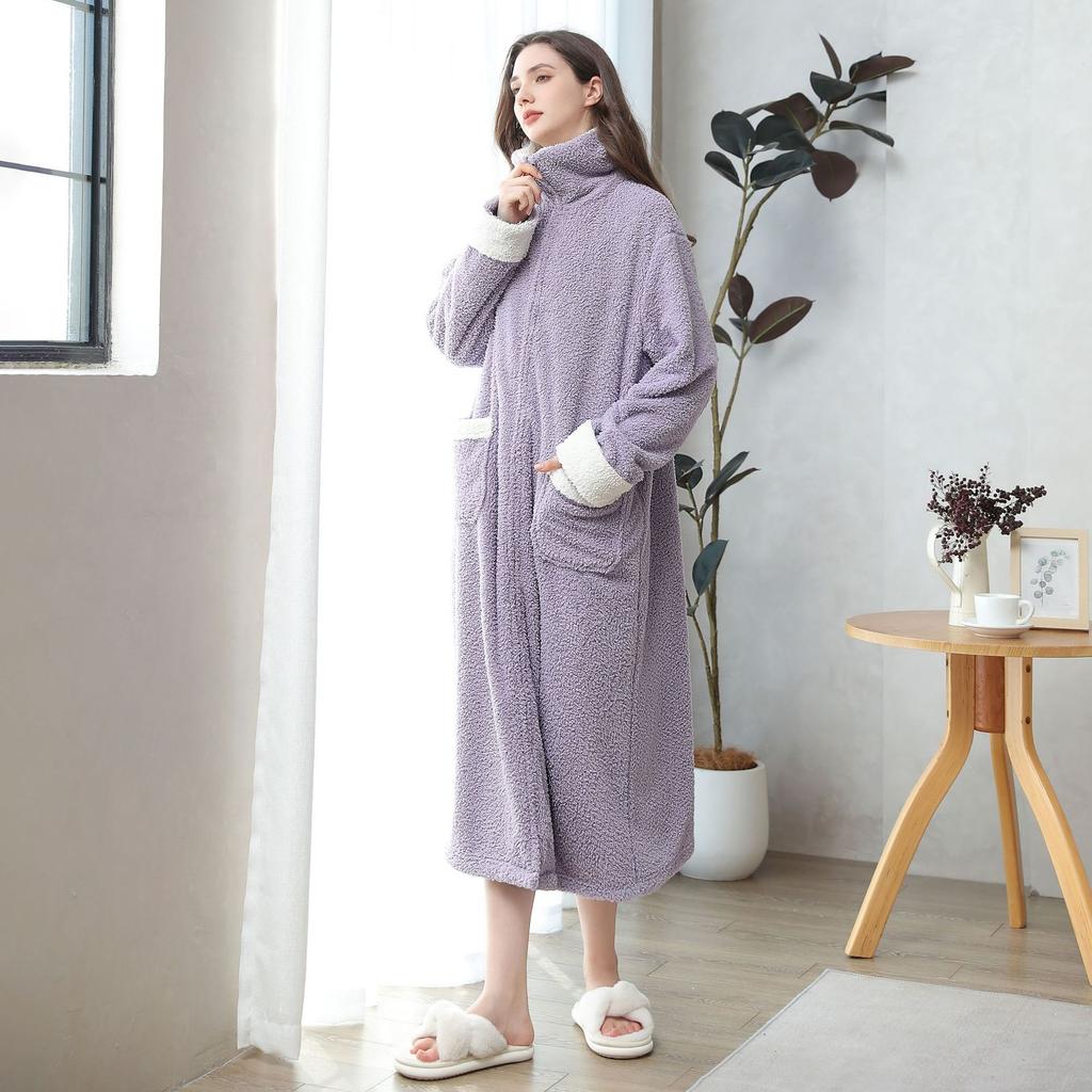 Fluff Coral Fleece Bathrobe Women Man Kimono Winter Warm Casual Flannel Robe Sleepwear Bath Robe Lounge Home Clothes