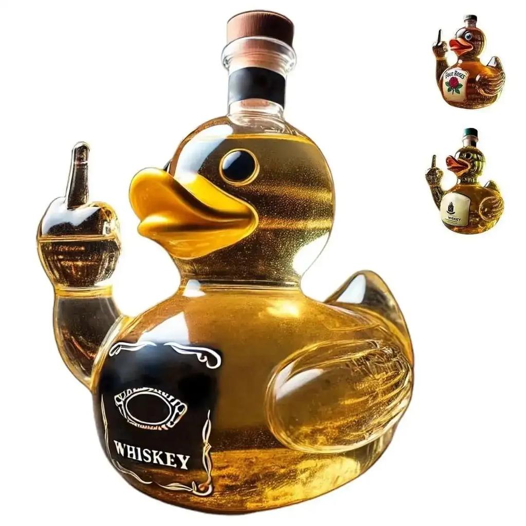10Oz Funny Middle Finger Whiskey Glass Decanter Duck Turtle Dog Glass Whiskey Wine Bottle Statue Decoration For Bar Office Home