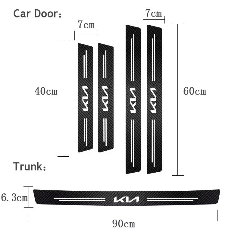 For Kia Morning Picanto Cerato Venga Cadenza K9 Seltos Tellurid Car Stickers Anti Scratch Door Sill Strip Carbon Fiber Threshold