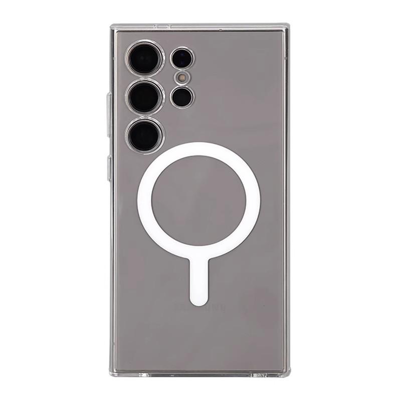 Suitable for Samsung Galaxy S25 Mobile Phone Case Transparent Magnetic Absorption and Non-yellowing S24ultra Anti Fall S23 Hard Protection Case