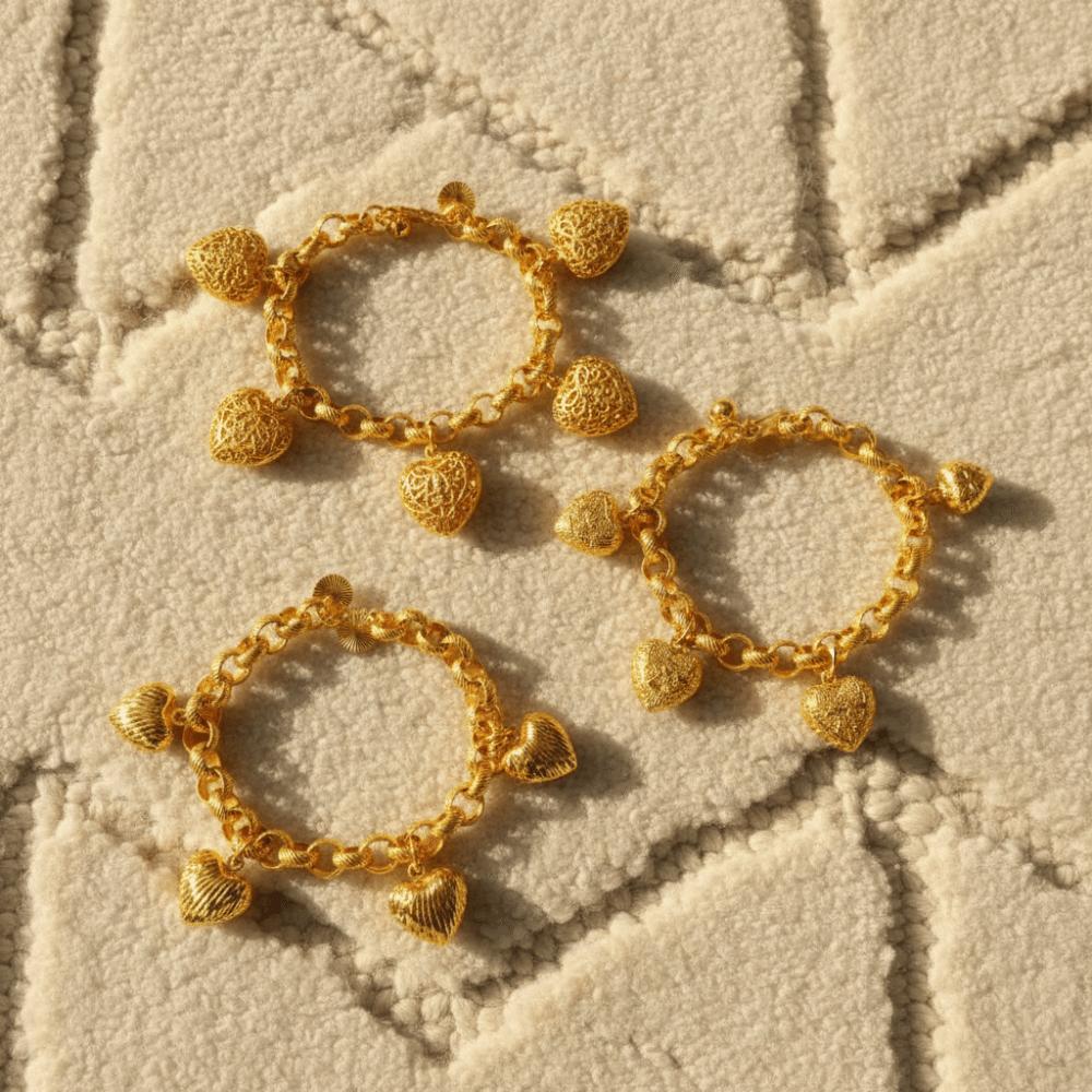 O Chain Gold Plated Heart Bracelet Brass Sand Gold Charm Bangle Women Hollow Bracelet  Wedding