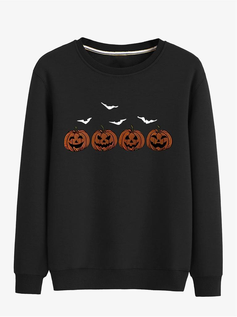 Halloween Pumpkin Print, Versatile Long Sleeve Comfortable Sweatshirts for Men, Casual Tops for Spring and Autumn