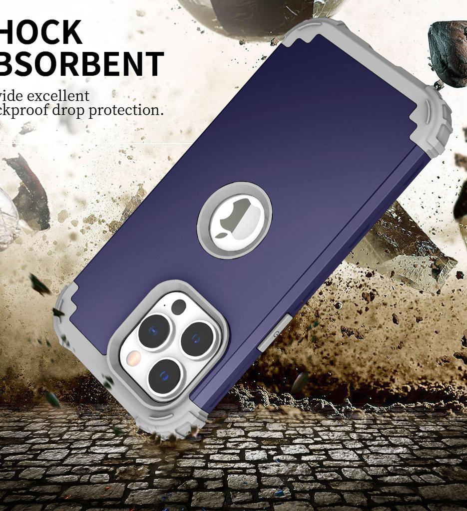 For iPhone 15 Pro PC+Silicone Phone Case 3-in-1 Protective Phone Cover