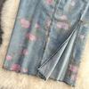 Summer Light Mature Style High Waist Thin Split Rose Blue Denim Skirt Versatile Medium And Long A-Bag Hip Skirt