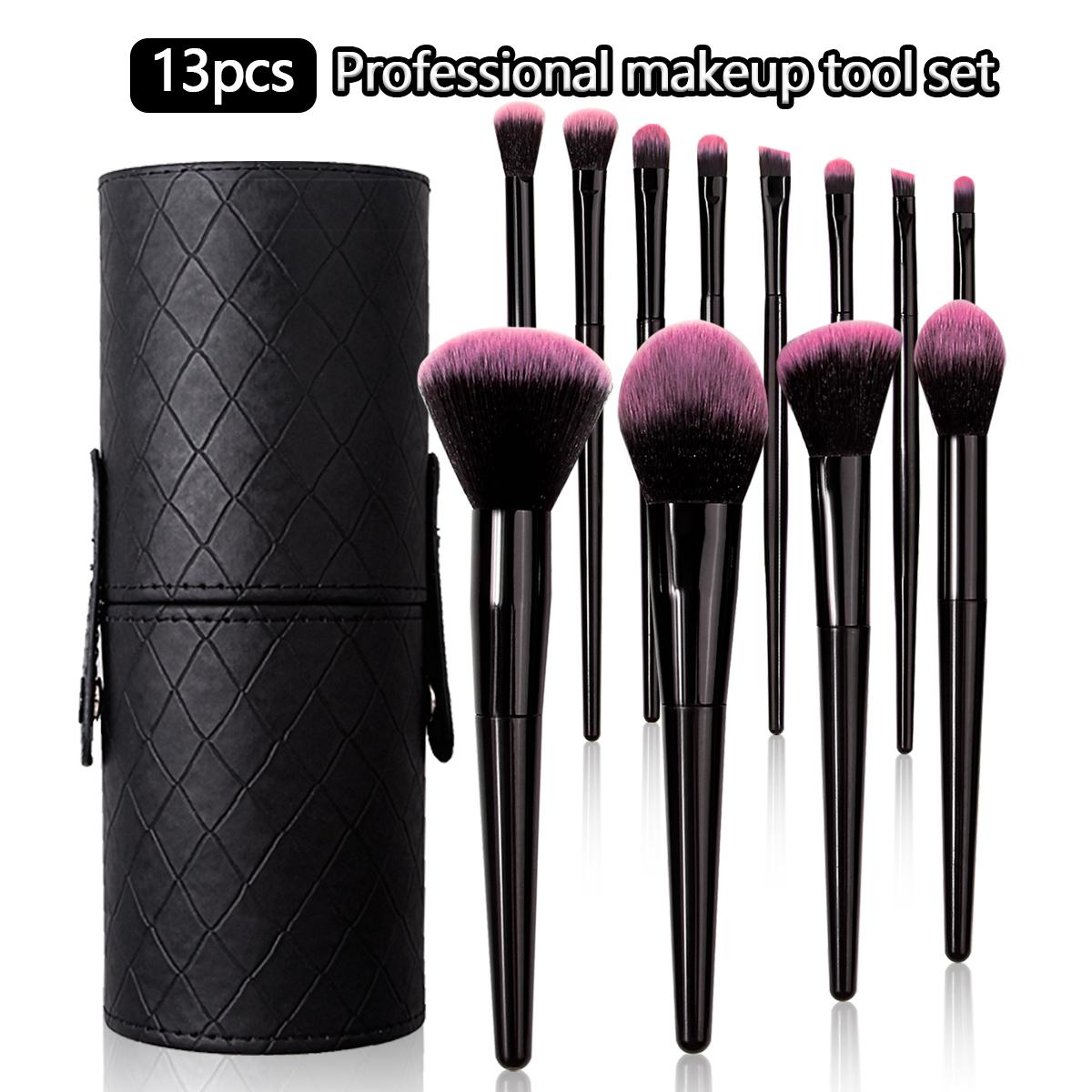 

13PCS makeup brush set,black storage bucket,synthetic bristles blush brush,contour brush, eyeshadow brush, portable makeup tools чёрный