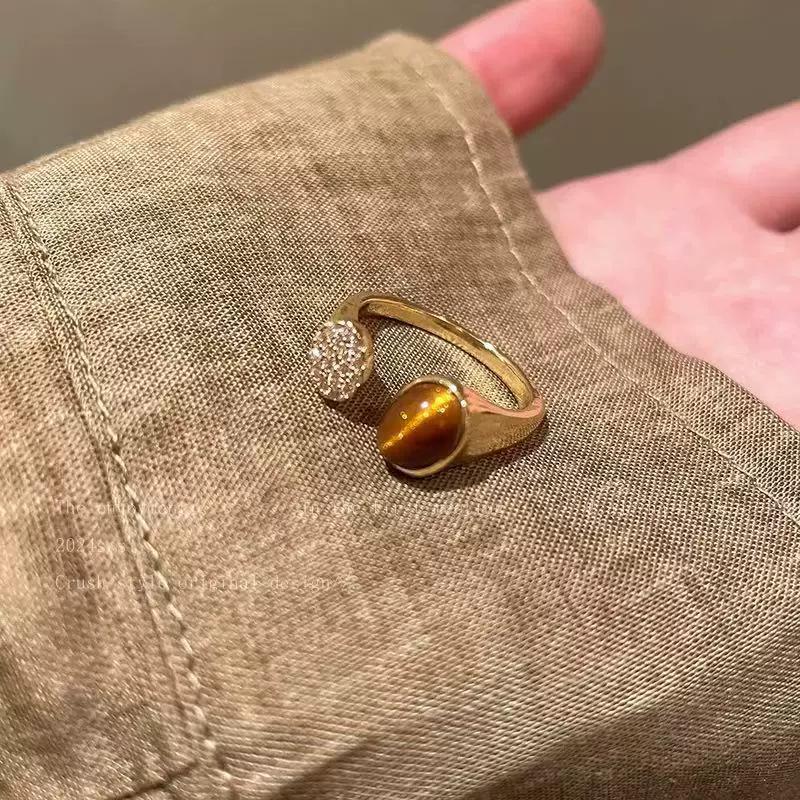 Bague élégante en zircon argenté pour femmes - Design ouvert, polyvalente et stylée