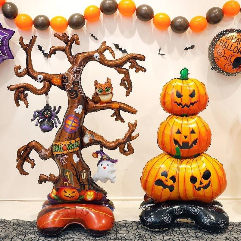 Halloween Window Decorations 4D Standing Witch Tree Pumpkin Balloons Large Toys
