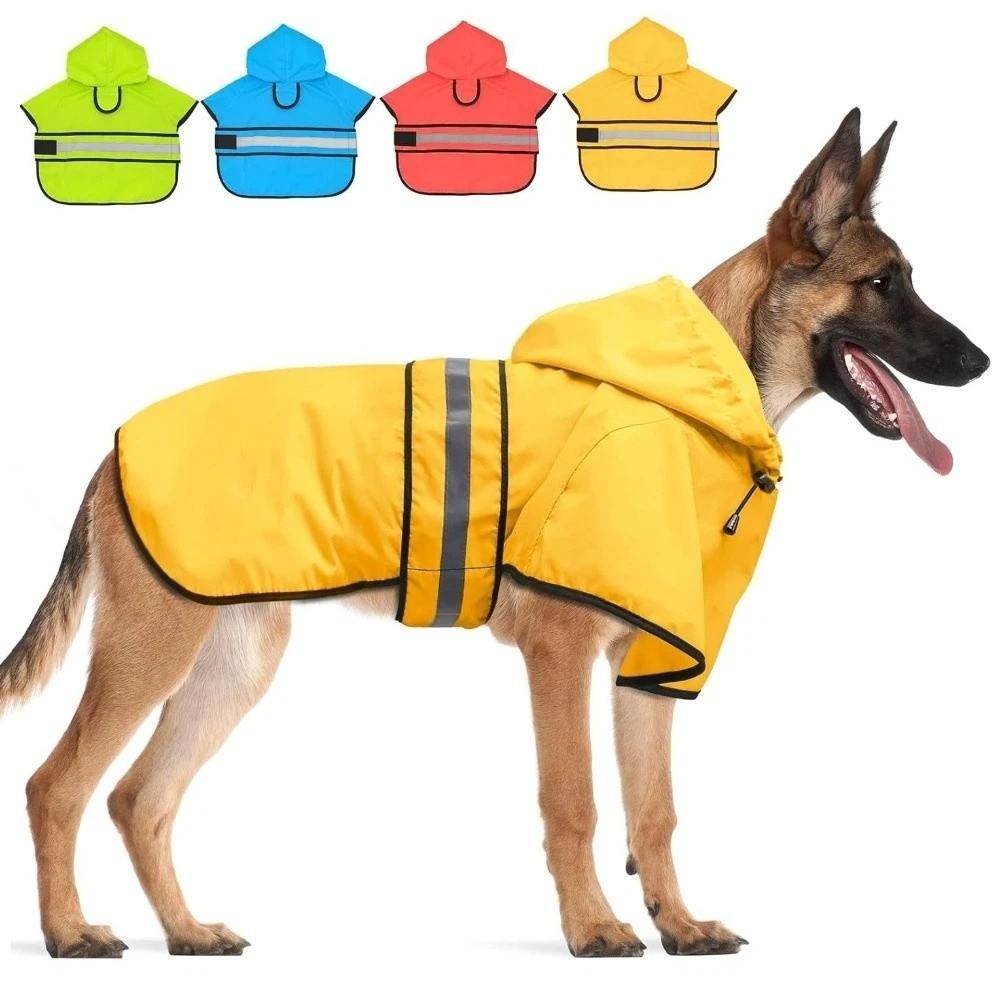 Reflective Strip Dog Hooded Raincoat Waterproof Pet Fluorescent Clothes  Labrador Retriever