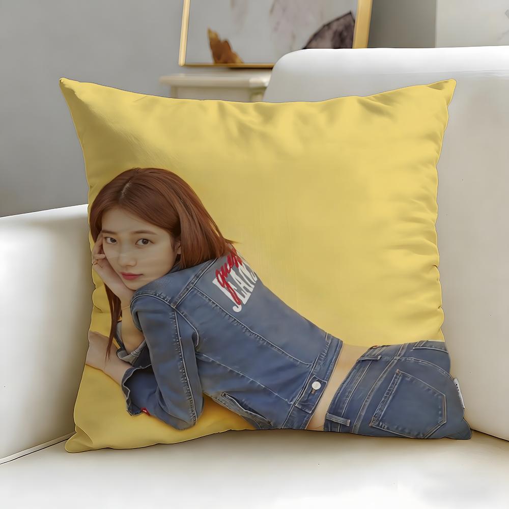 Popular Actress Bae Suzy Cushion Cover Soft  EasyWash Pillow Case  Versatile for Couch Bed Travel and Office