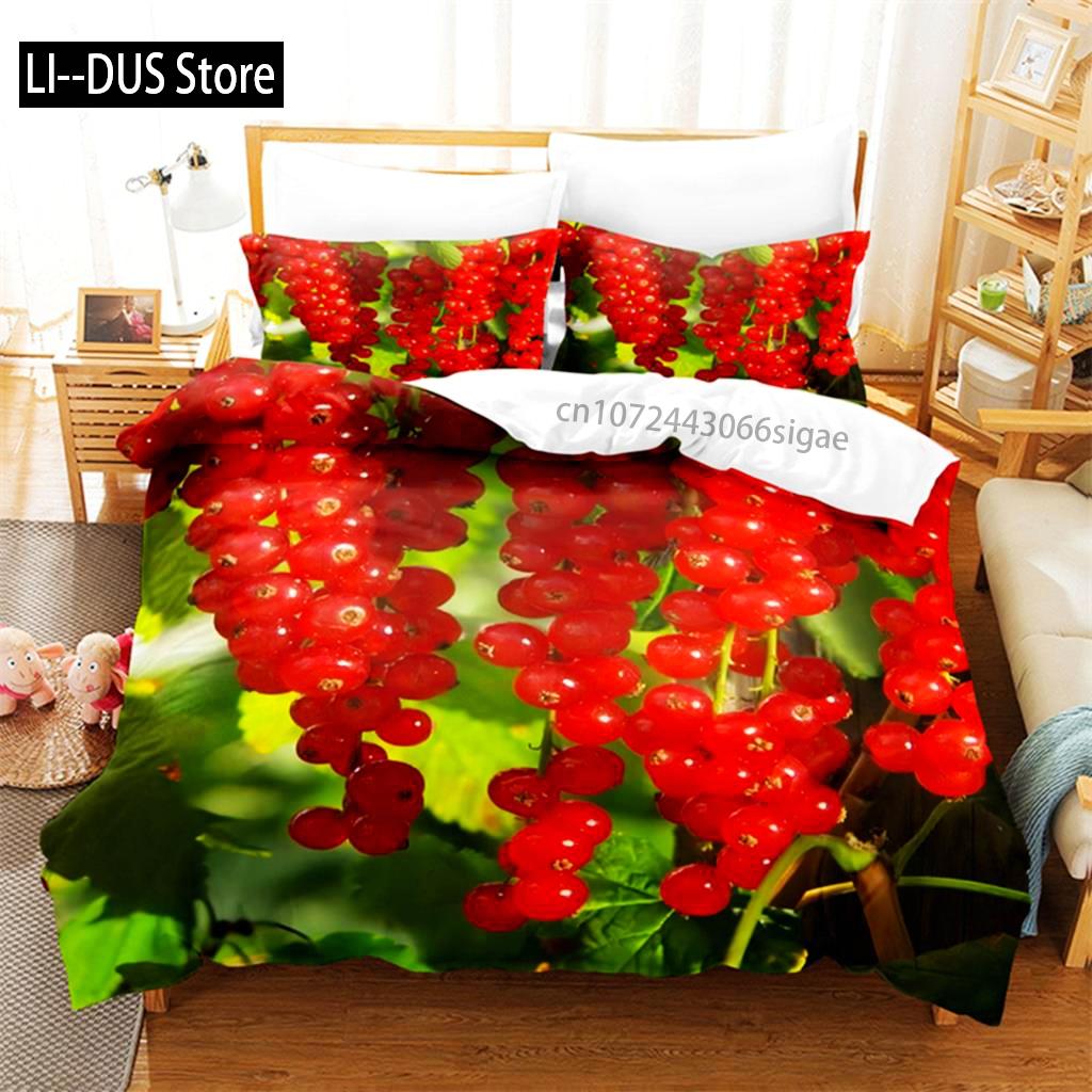 

Comforter Red Cherry Bedding Set 3D Bedding Digital Printing Queen Size Bedding Set Fashion Design Comforter (quilt)-EU Single(135*200cm)3pcs