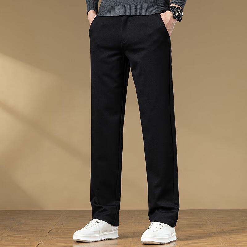 FAPAI Men's Wool Blend Easy Care Straight Leg Casual Pants