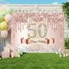 Large elegant rose gold 50th birthday backdrop, suitable for parties, birthdays, festivals and other occasions