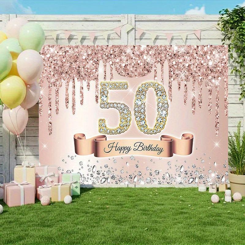 Large elegant rose gold 50th birthday backdrop, suitable for parties, birthdays, festivals and other occasions