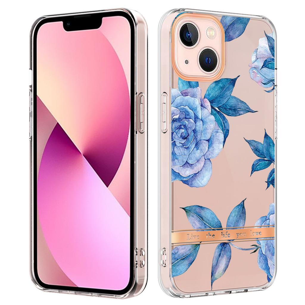 For iPhone 15 Case IMD IML Flower Pattern Electroplated TPU Back Cover