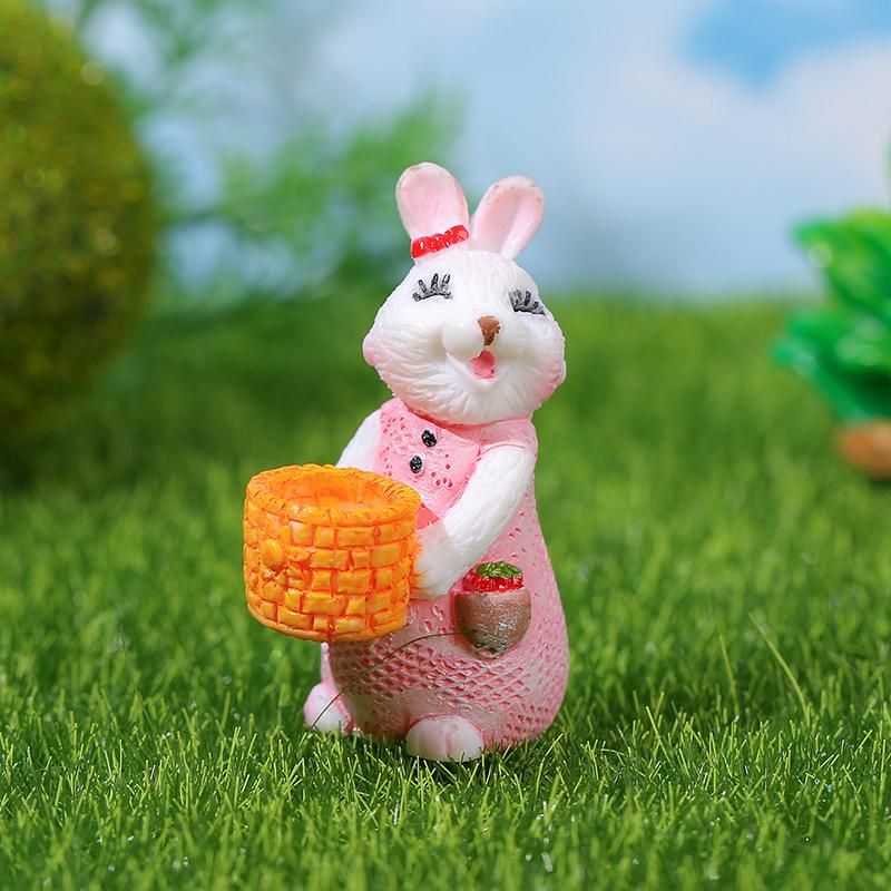Мультяшная цветочная корзина кролик микроландшафтные фигурки настольные украшения — фото 10