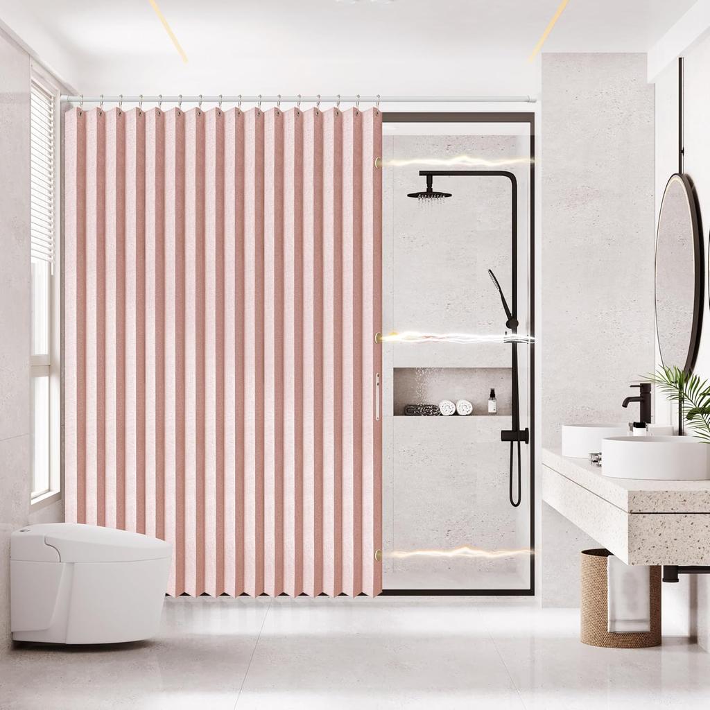 Magnetisch Vouwbaar Douchegordijn Waterdicht & Ruimtebesparend Ontwerp Met Haken Dikke Stof In 6 Kleuren Voor Moderne Badkamer Decor