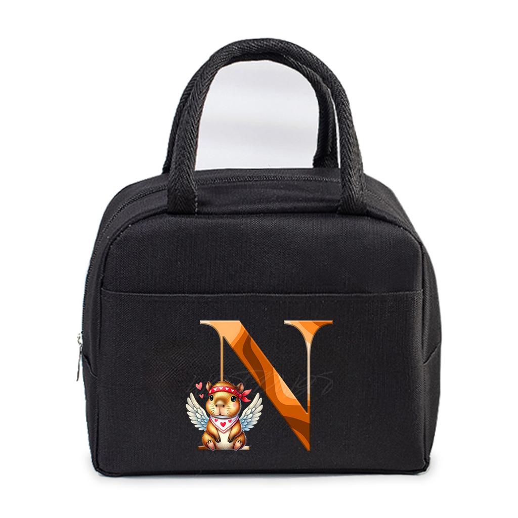 Office worker small portable lunch bag Oxford cloth letter student large portable bento bag