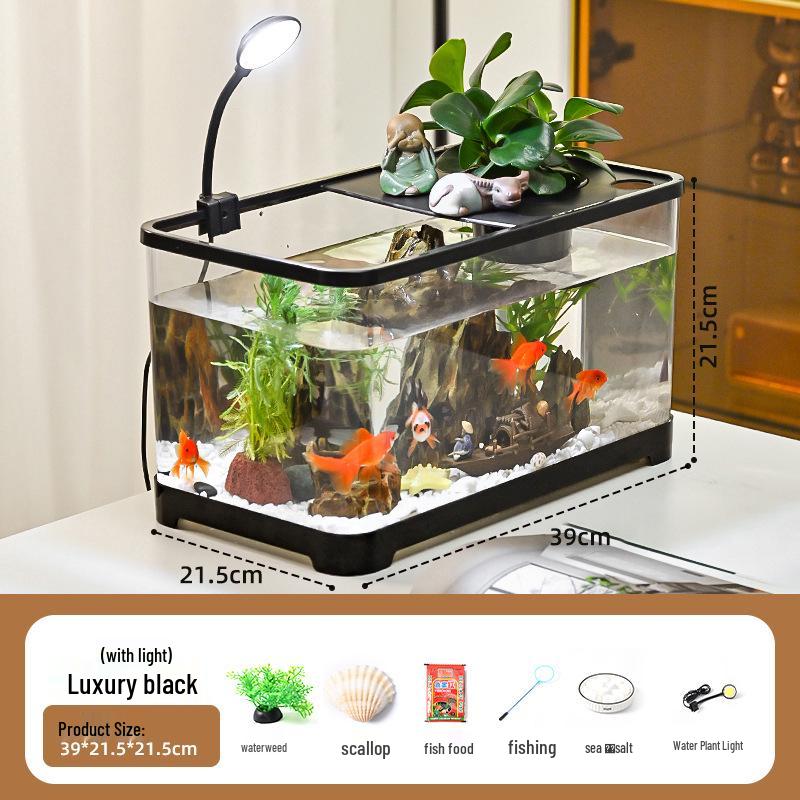 Transparent Plastic Desktop Goldfish Tank for Home Decor - Small & Medium Sizes Available