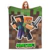 Cartoon Mines Pixel Game Crafts Flannel Blanket Super Warm Throw Blanket for Home Decor Decorative Street Trend Bedspread