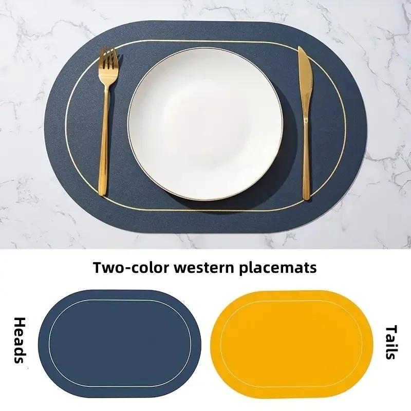 1pc PU Placemats Dining Table Waterproof Heat-Resistant Non-Slip Table Mat Nordic Style Cup Mat Washable for Dining