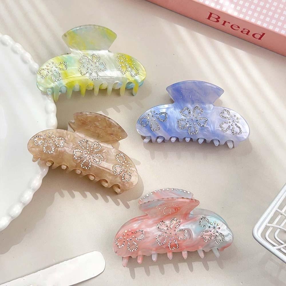 Koreanischer Stil Strass-Einlage Haarklammer Blume Acryl Haarklammer Damen Haiklammer Reise
