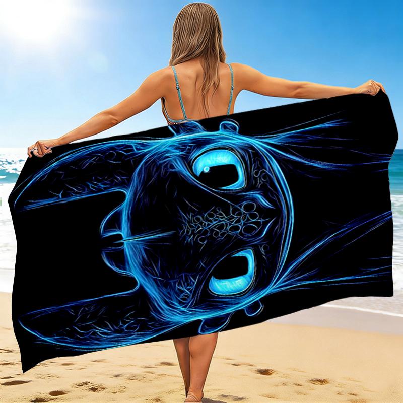 1Pc Blue Dragon'S Eyes Beach Towel, Quick Dry, Multi-Use for Beach Pool Gym Yoga Home Travel, Christmas, Halloween, Xmas Gift M928143